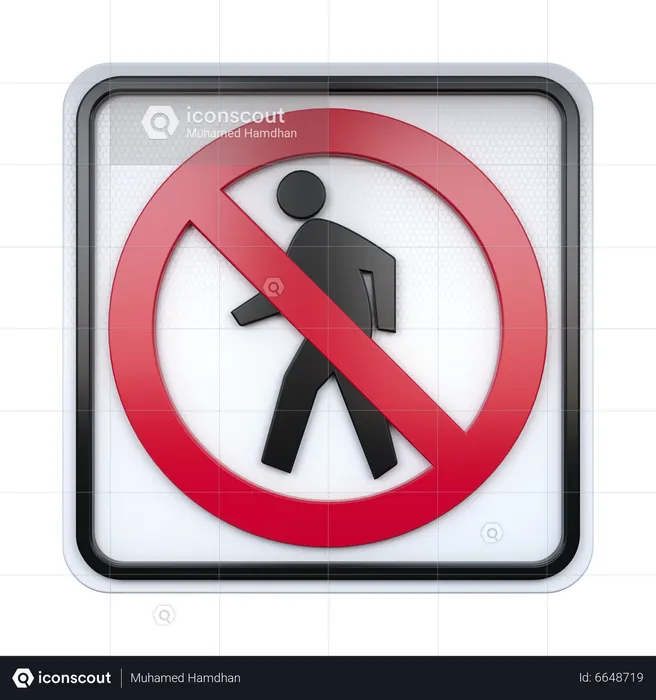No Pedestrians Sign  3D Icon