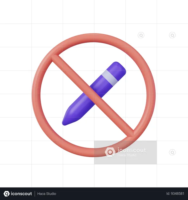 No Pen Allow  3D Icon