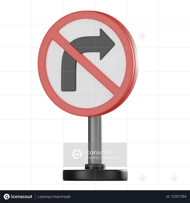 No right turn  3D Icon