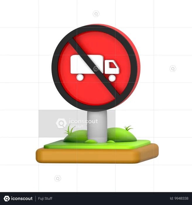 No Trucks Sign  3D Icon