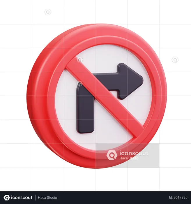 No turn right  3D Icon