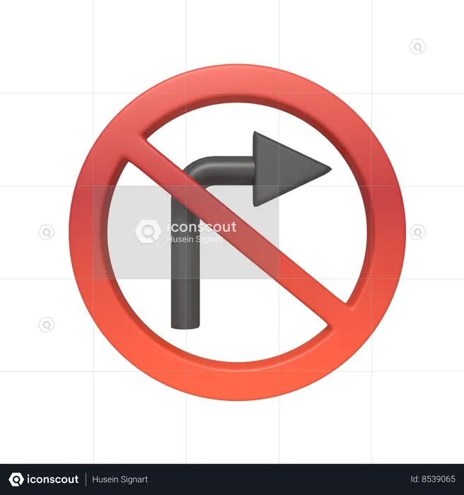 No Turning Sign  3D Icon