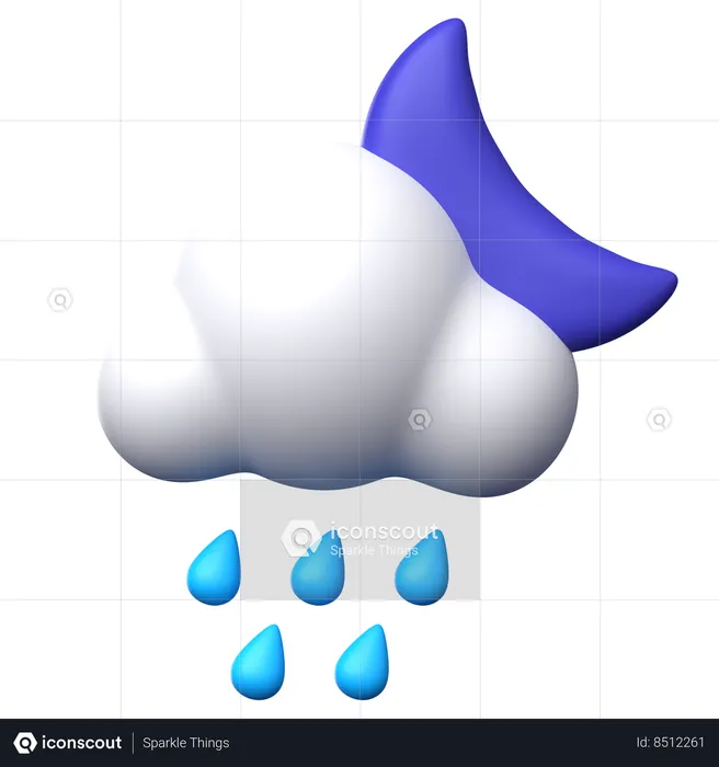 Noche de lluvia  3D Icon