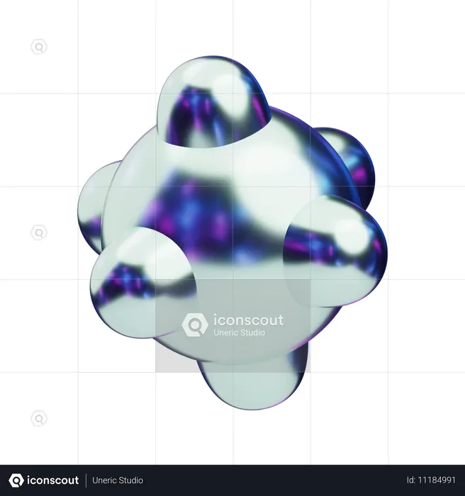 Nodo de burbuja abstracto cromático  3D Icon
