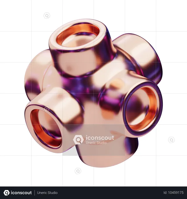 Nodo de matriz de cobre abstracto cromático  3D Icon