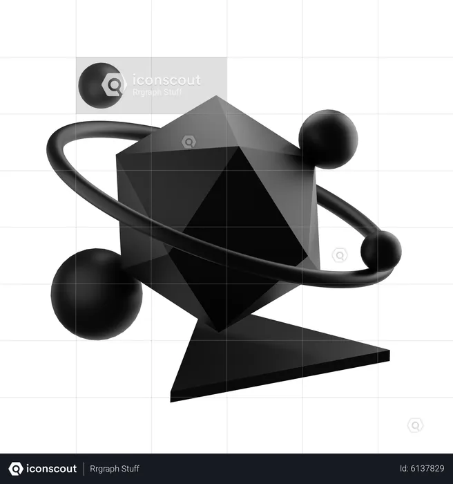 Forme abstraite noire mate  3D Icon