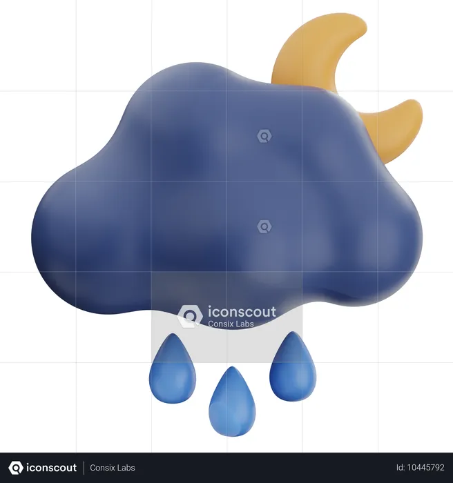 Chuva noturna  3D Icon