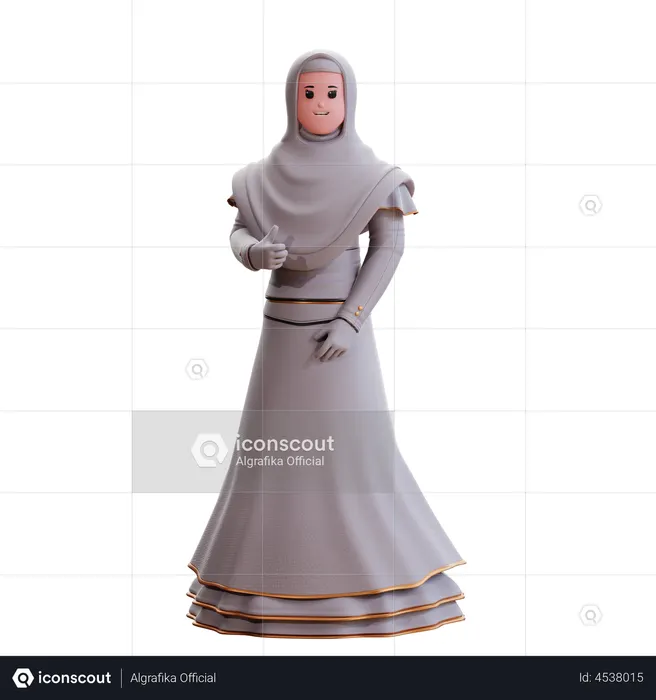 Noiva muçulmana mostrando os polegares para cima  3D Icon