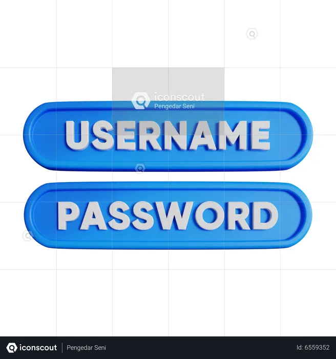 Nombre de usuario y contraseña  3D Icon