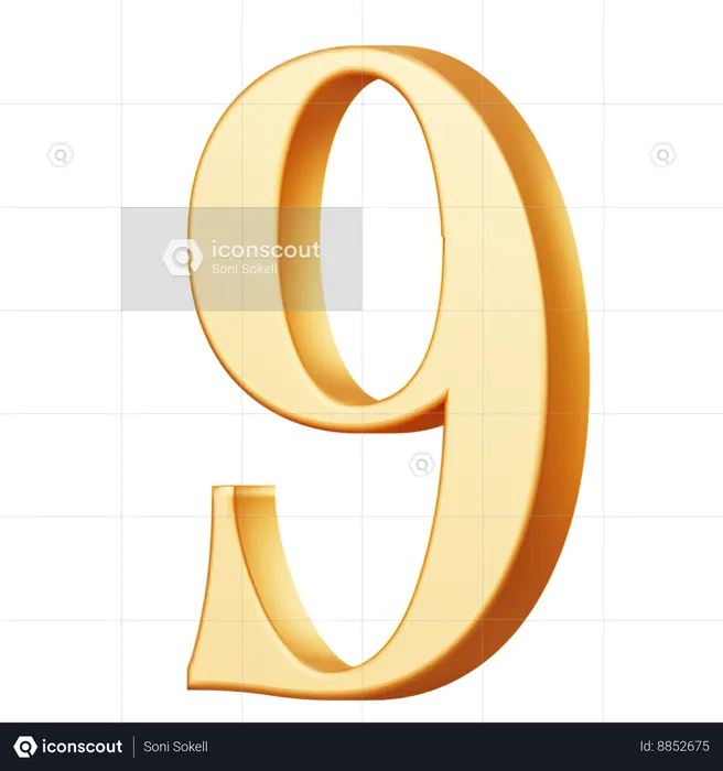 Chiffre d'or neuf  3D Icon