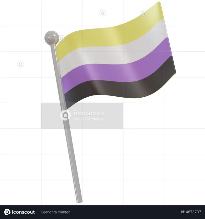Non Binary Flag Flag 3D Illustration