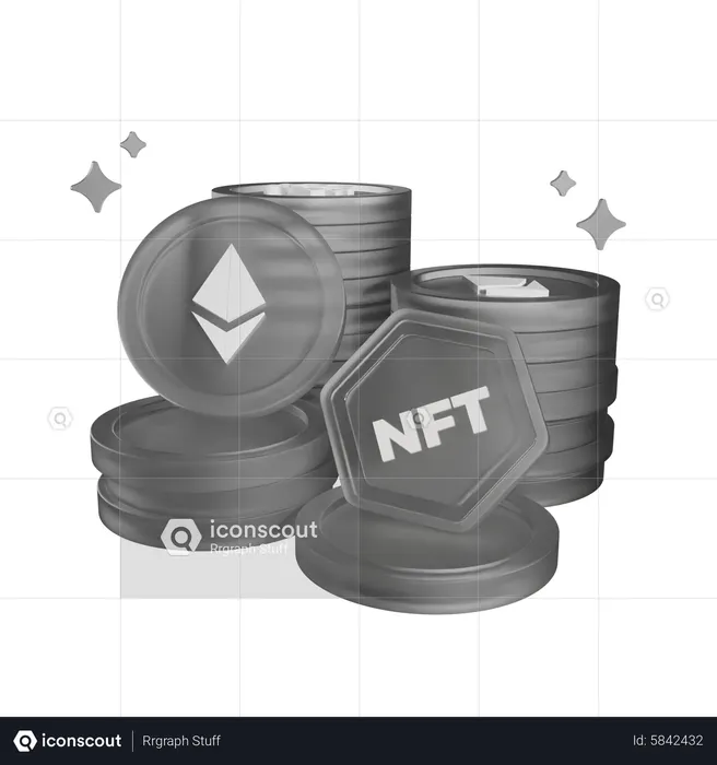 Non Fungible Token Coin  3D Icon