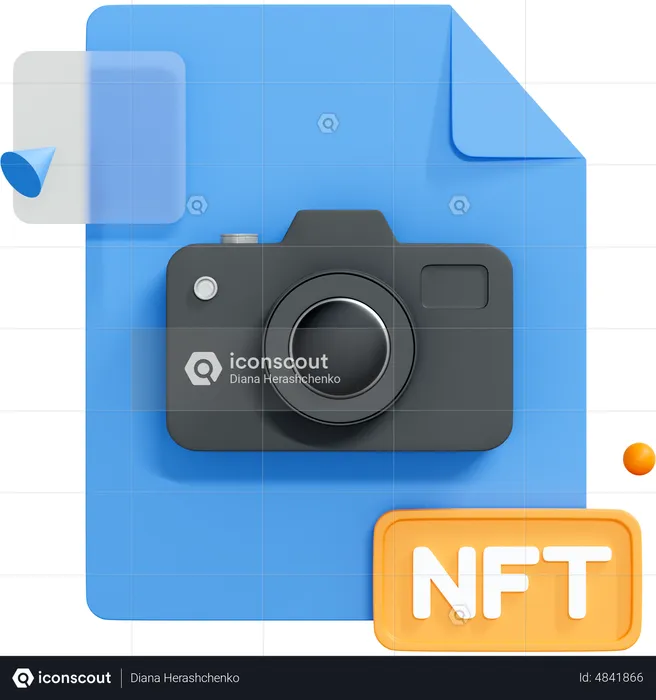 Non Fungible Token With Camera And Digital Image  3D Icon