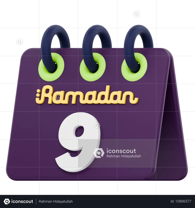 Nono dia do calendário do Ramadã Celebração do Ramadã  3D Icon