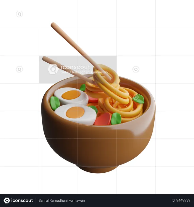 Noodles and eggs  3D Icon