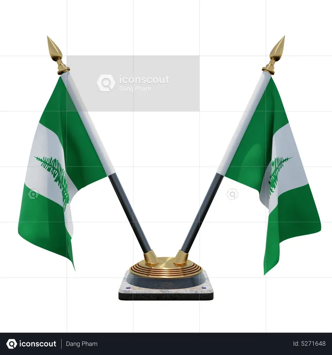 Norfolk Island Double (V) Desk Flag Stand Flag 3D Icon