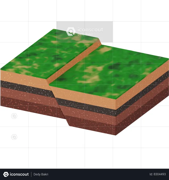 Normal Fault in Earth's Crust  3D Icon