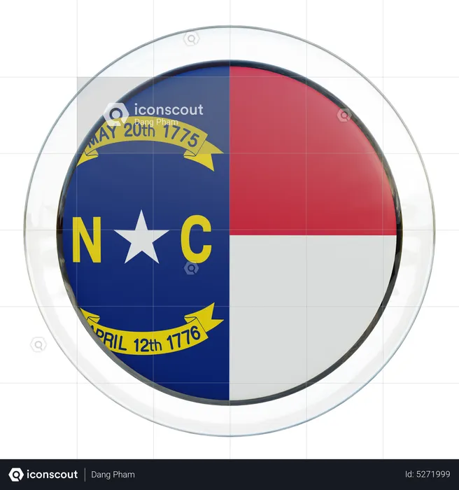 North Carolina Round Flag Flag 3D Icon