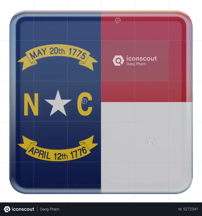 North Carolina Square Flag Flag 3D Icon