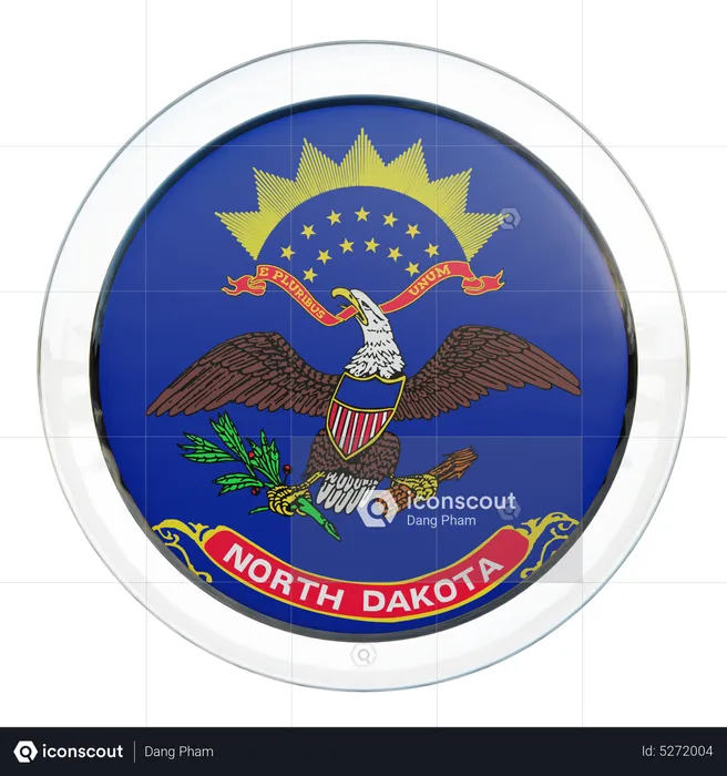North Dakota Round Flag Flag 3D Icon