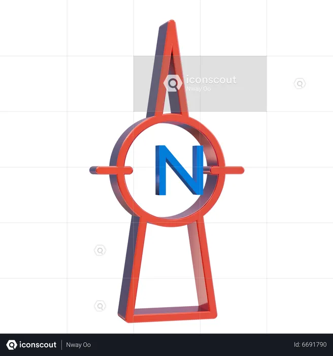 North Direction Compass  3D Icon