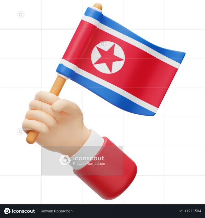 北朝鮮の国旗 Flag 3D Icon