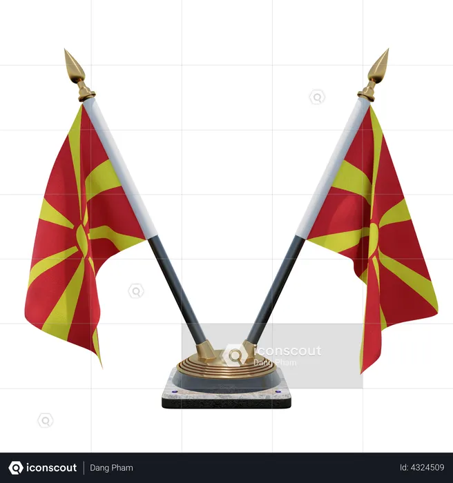 North Macedonia Double Desk Flag Stand Flag 3D Flag