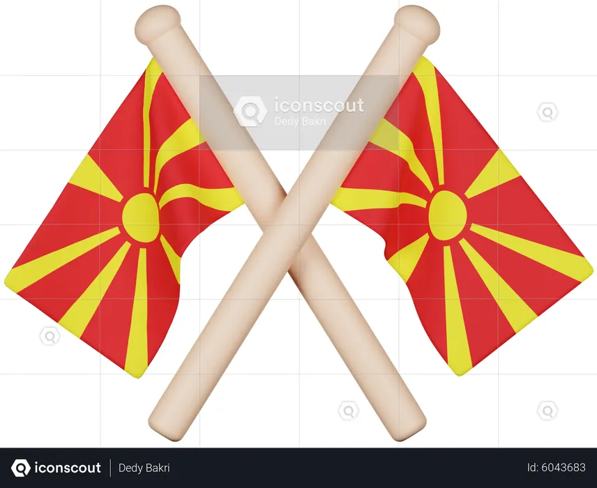 North Macedonia Flag Flag 3D Icon