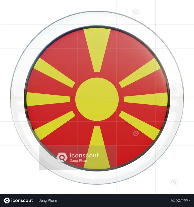 North Macedonia Round Flag Flag 3D Icon