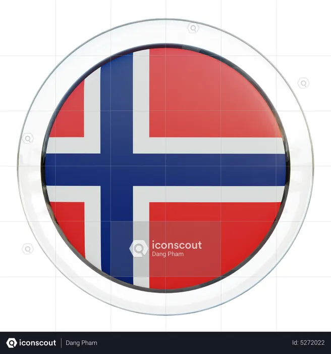 Norway Round Flag Flag 3D Icon