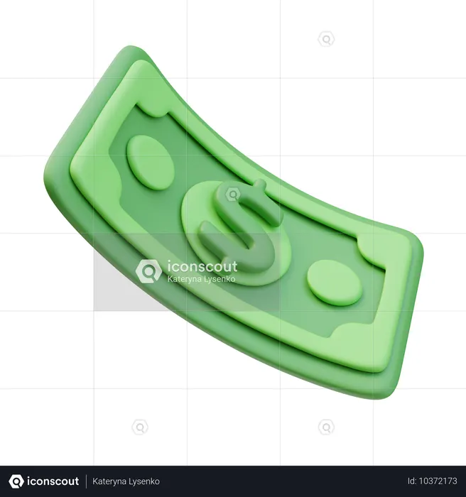 Nota de dinheiro ondulada  3D Icon