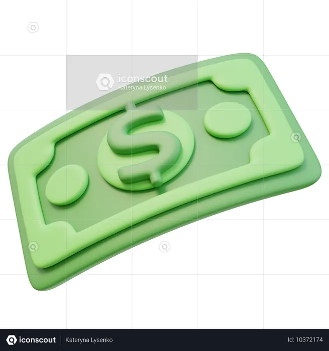 Nota de dinheiro ondulada  3D Icon