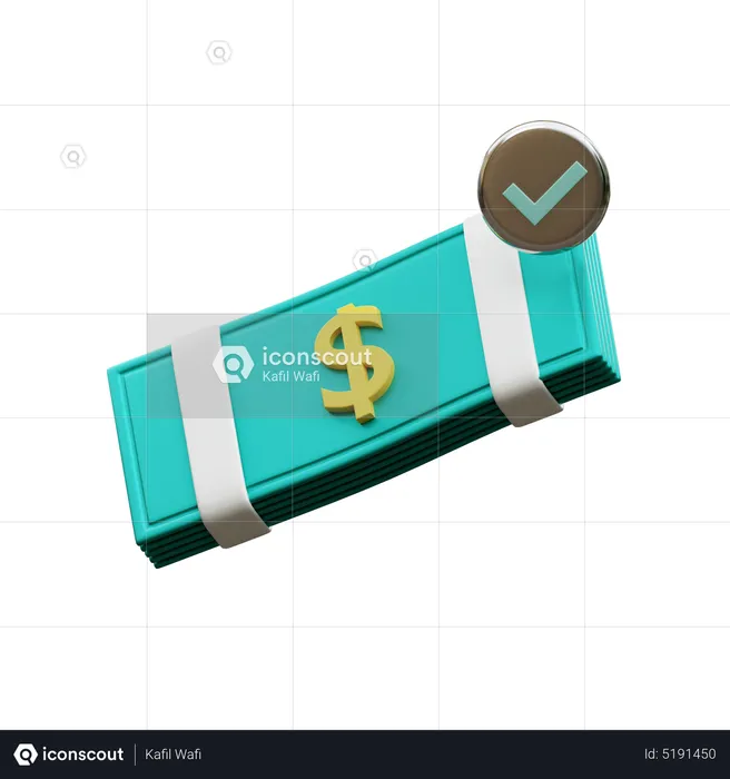 Nota de dólar aprovada  3D Icon