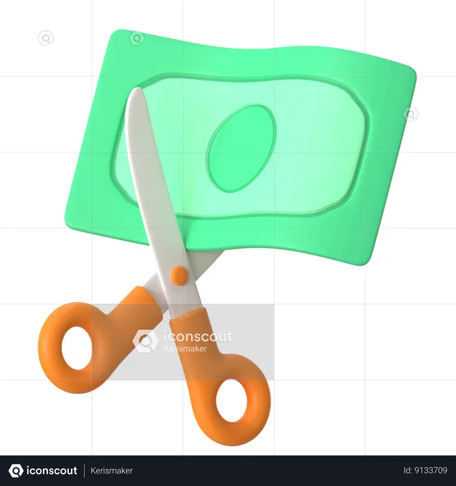 Cortar nota de moneda  3D Icon