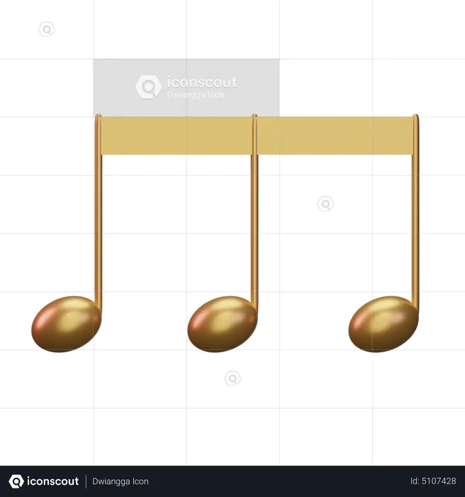 Nota musical dorada  3D Icon