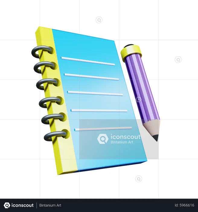 Note Book With Pencil  3D Icon