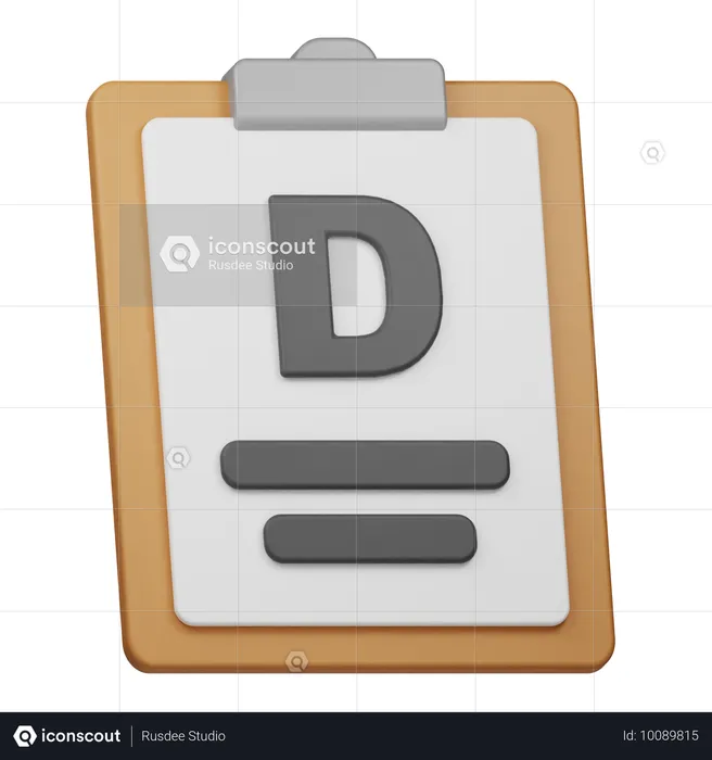 Zeugnis mit Note d  3D Icon