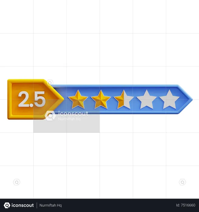 Note de deux virgule cinq étoiles  3D Icon
