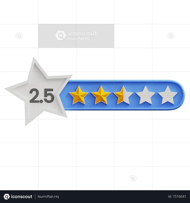 Note de deux virgule cinq étoiles  3D Icon