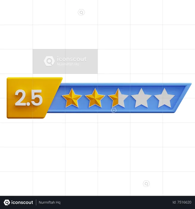 Note de deux virgule cinq étoiles  3D Icon
