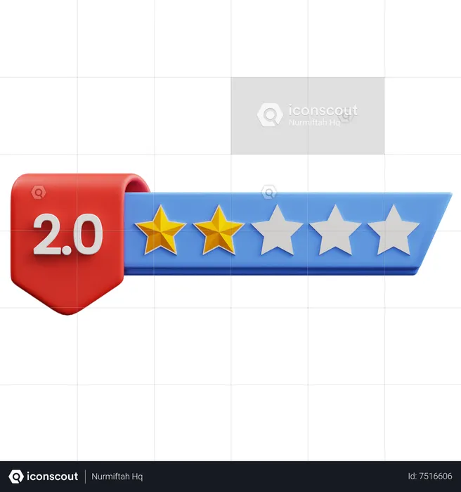 Deux étoiles sur cinq  3D Icon