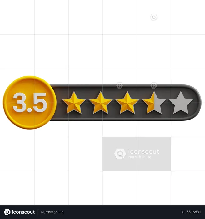 Note de trois virgule cinq étoiles  3D Icon