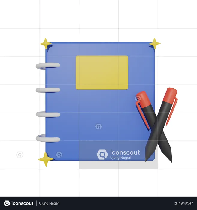 Notebook And Ballpoint  3D Icon