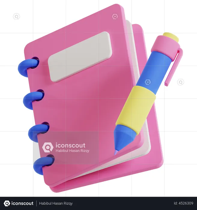 Notebook And Pen  3D Illustration