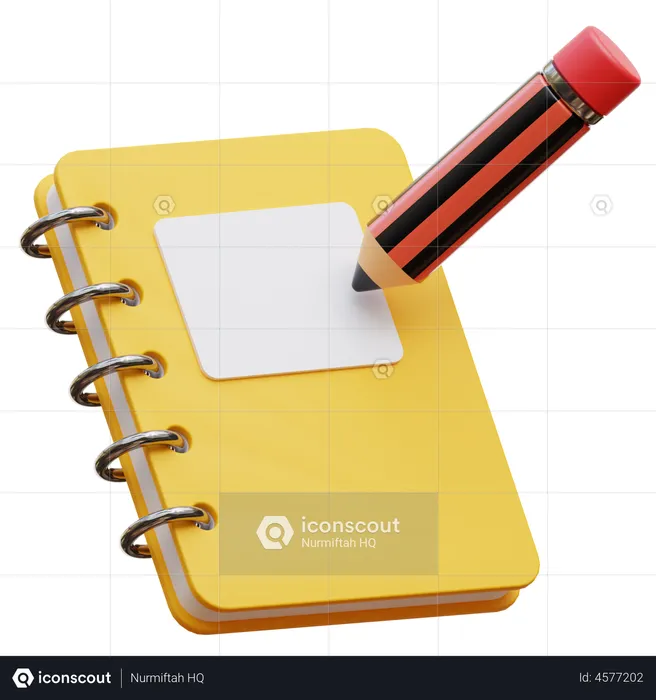Notebook and Pencil  3D Illustration