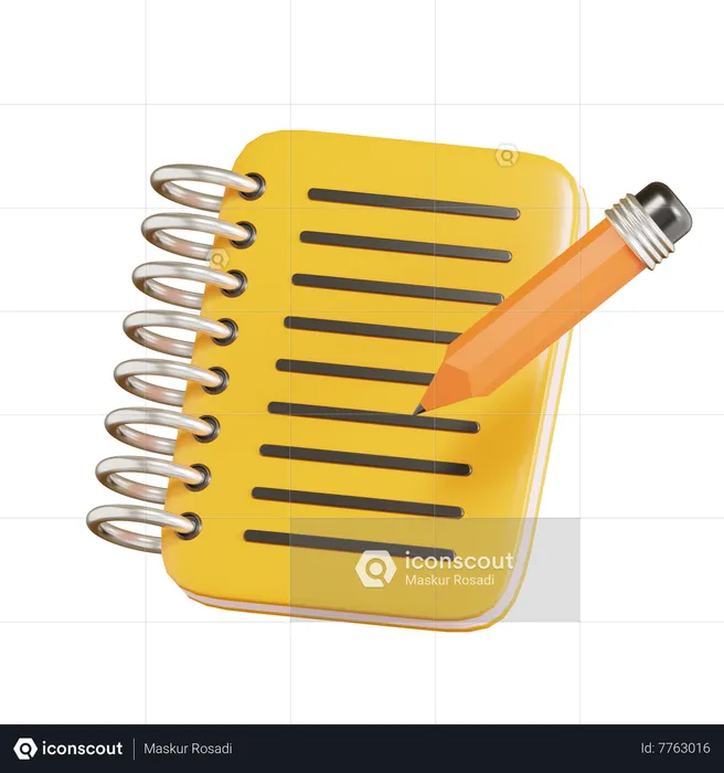 Notebook and Pencil  3D Icon