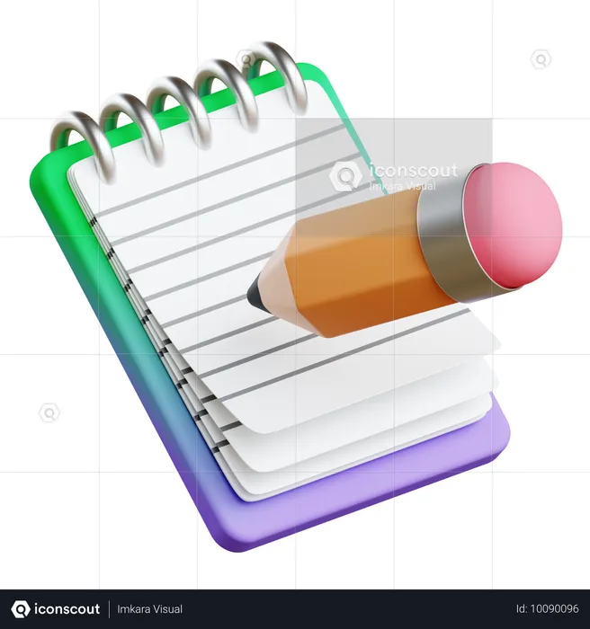 Notebook with a pencil  3D Icon