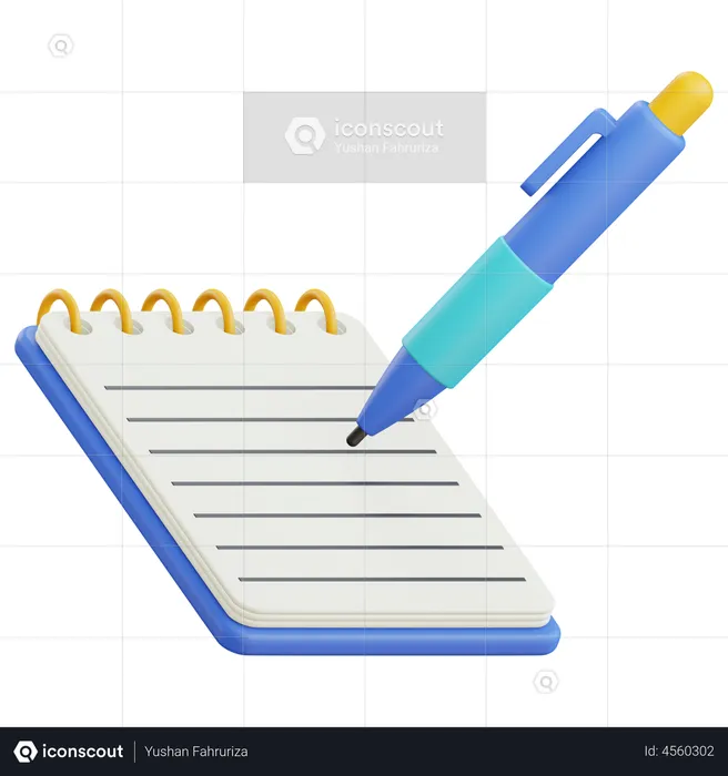 Notepad And Ballpoint  3D Icon
