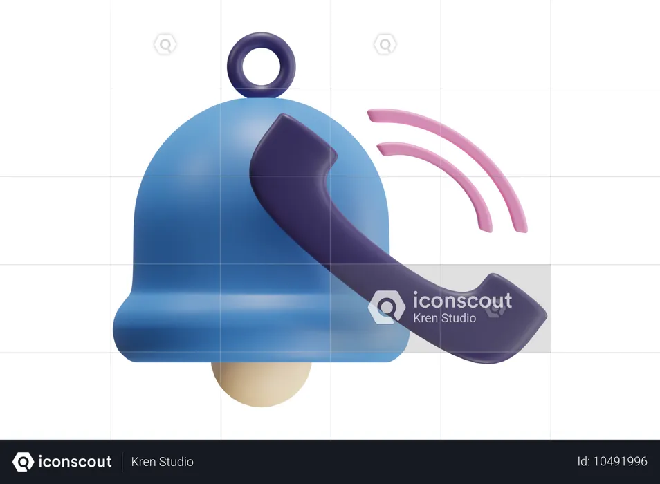 Sino de notificação com telefone  3D Icon