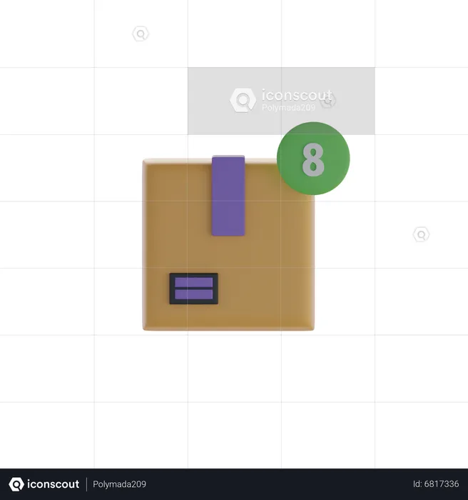 Caixa e oito notificações  3D Icon